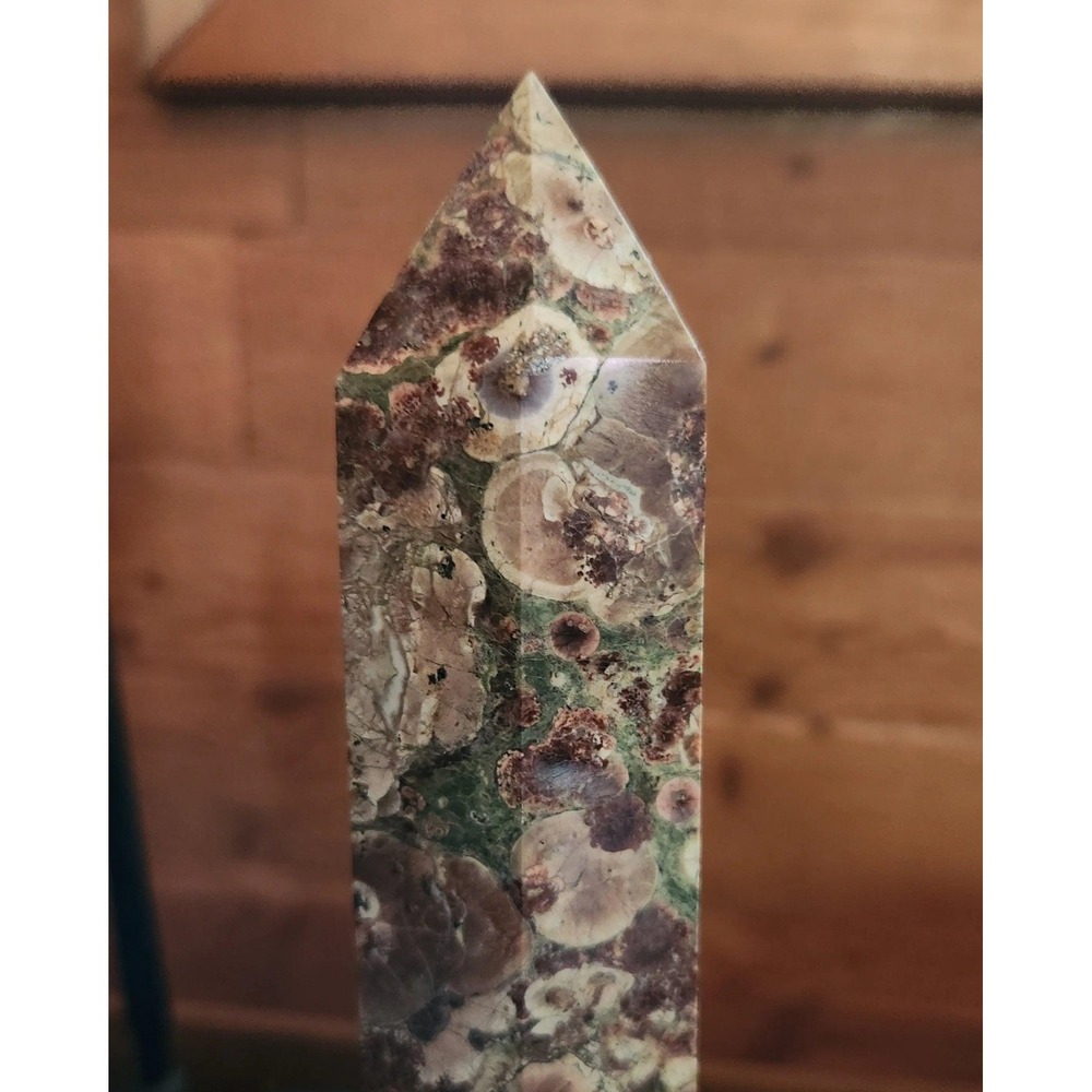 Sakura Cherry Blossom Green Agate Tower, Flower Agate Crystal